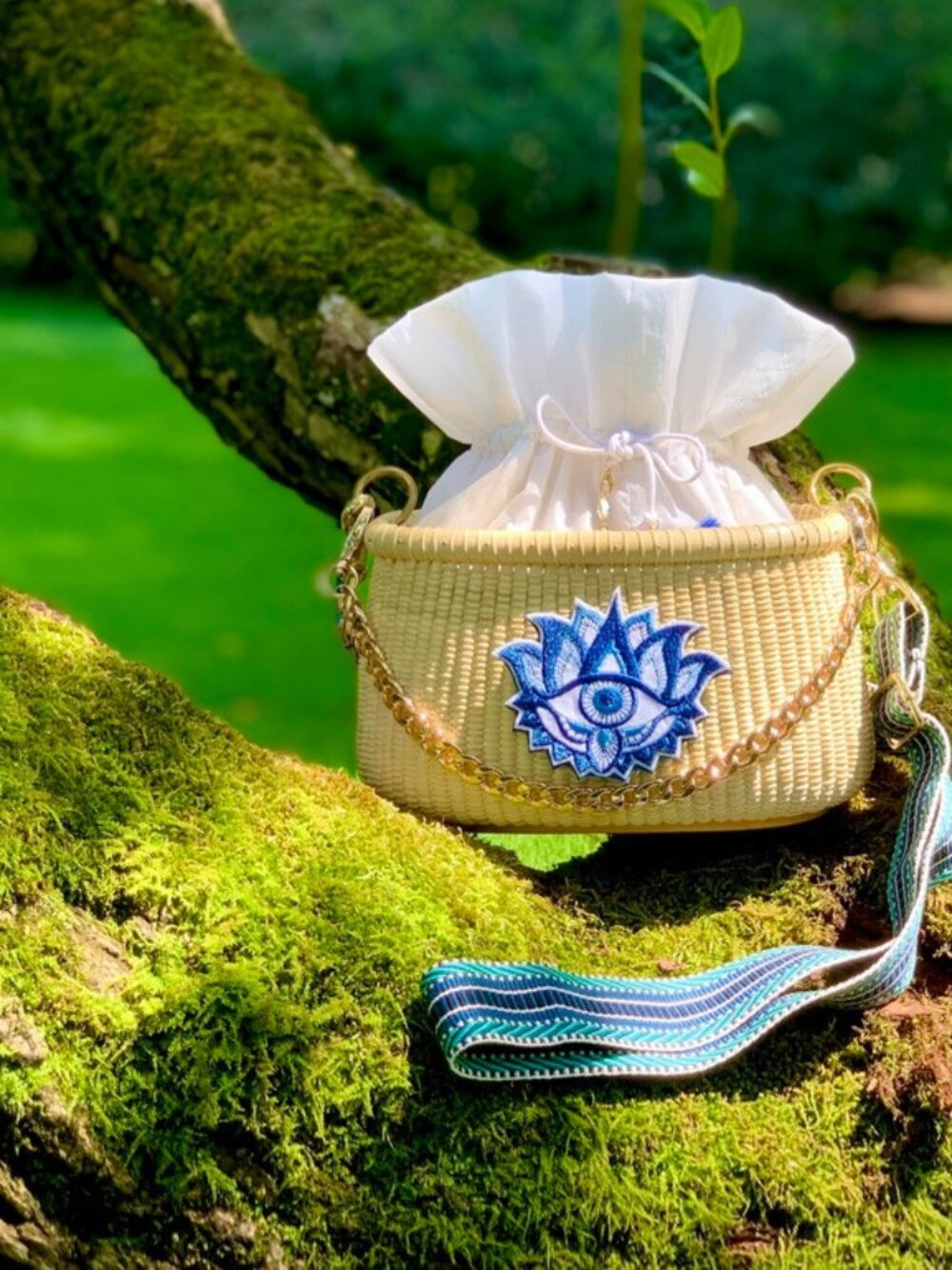 Nantucket Lightship Creel Purse Authentic Spinnaker Sail Evil Eye Crossbody